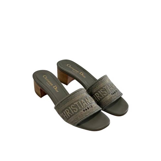 D*or 2022 dway slide jacquard embroidered rhinestone sandals (silver flat bottom)